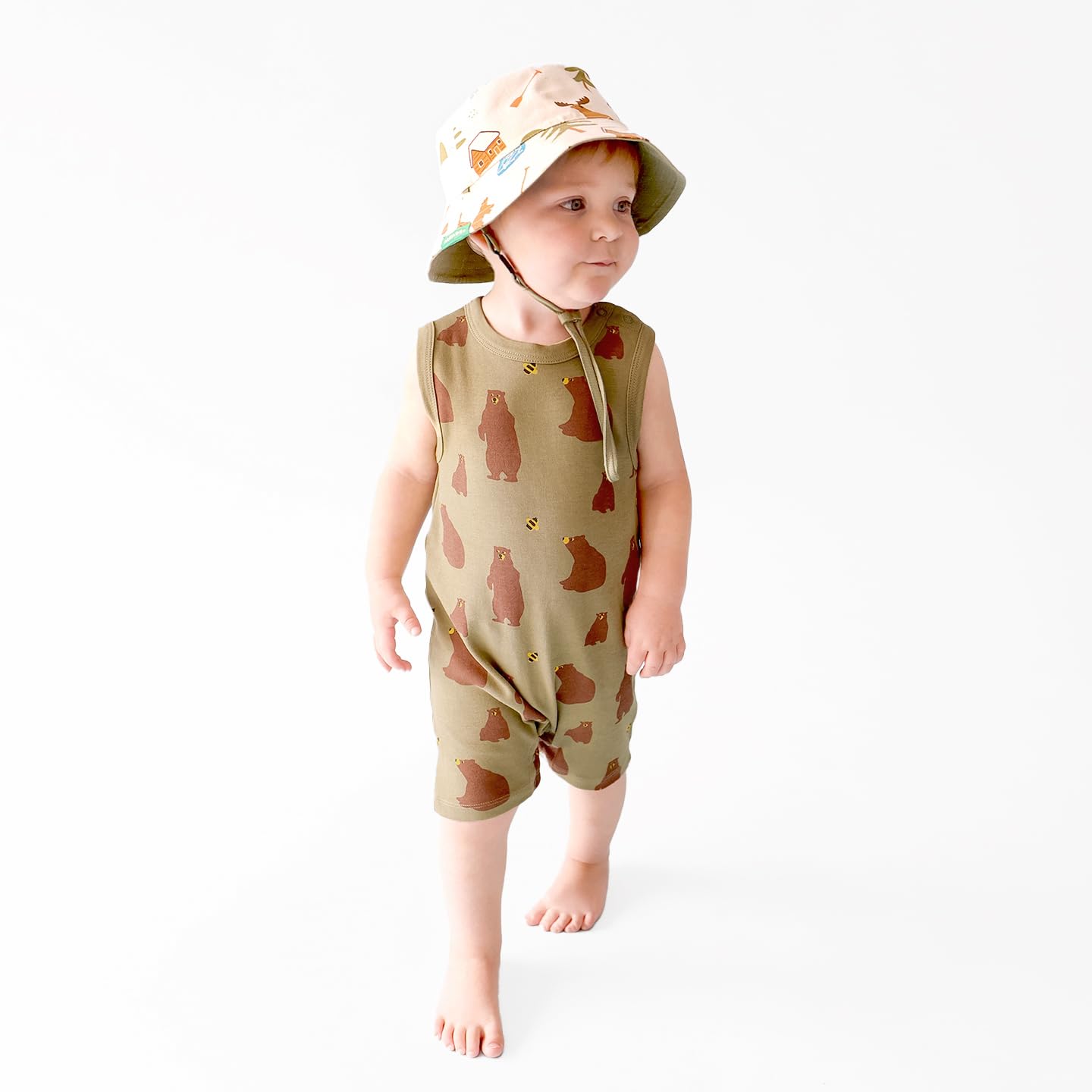 PARADE Organic Tank Rompers - Signature Prints Bears 12-18 Months