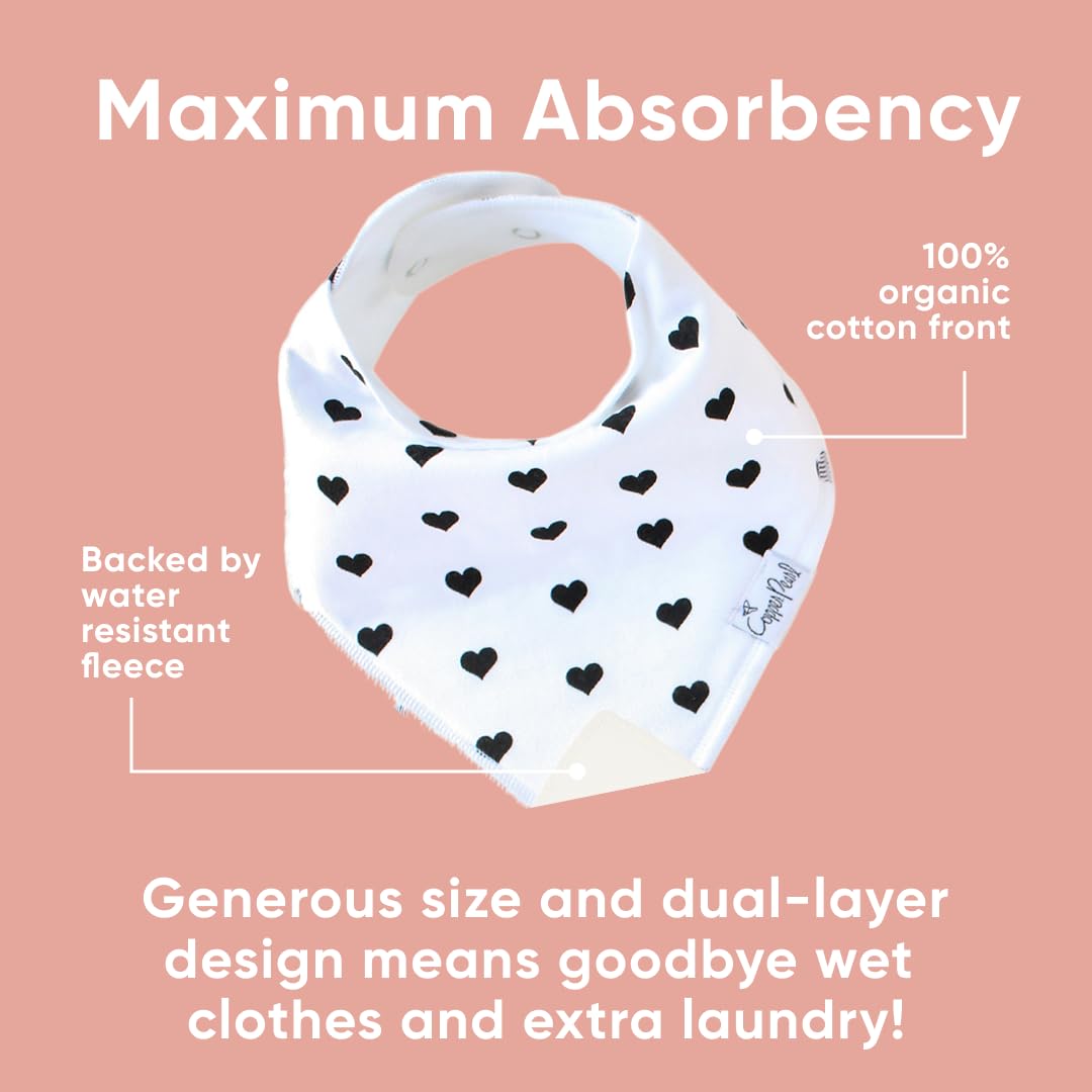 Copper Pearl Baby Bibs for Baby Boy or Girl – Bandana Drool Bibs for Teething, Absorbent Bibs for Eating, Newborn to Toddler, 4 Pack, Blush