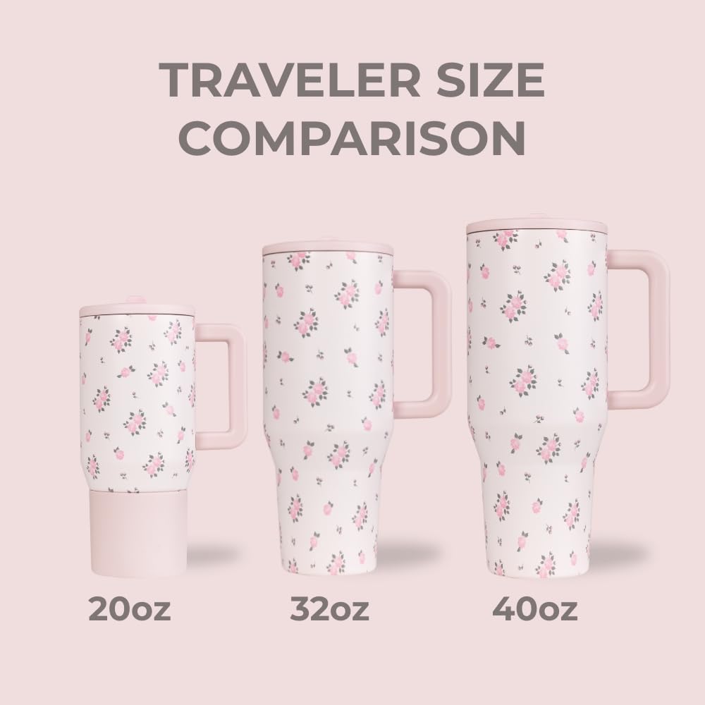 HydroJug Traveler 20oz Kids Insulated Tumbler with Handle, Wildrose