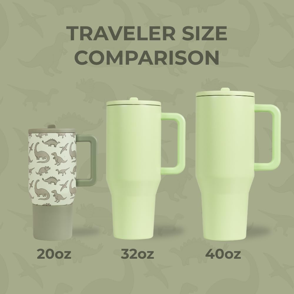 HydroJug Traveler 20oz Kids Insulated Tumbler with Handle, Dinosaur