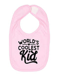 World's Coolest Kid Funny Cute Humor Infant Premium Jersey Baby Bib for Girls Boys, Light Pink, One Size