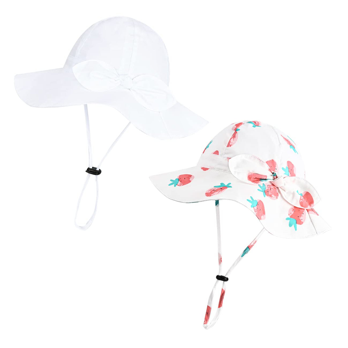 Baby Girl Sun Hat with UPF 50+ Outdoor Adjustable Beach Hat with Wide Brim Bucket Hats (0-6 Months)