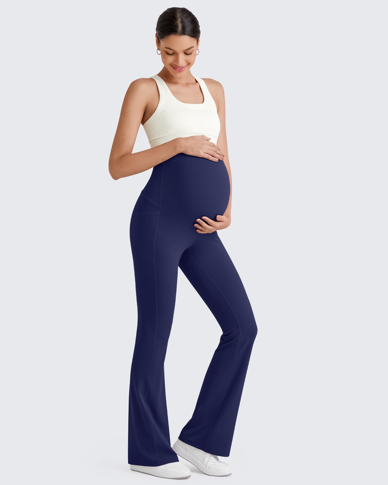 G4Free Maternity Work Pants Pregnancy Dress Pants,Royal Blue,S,Extra Tall