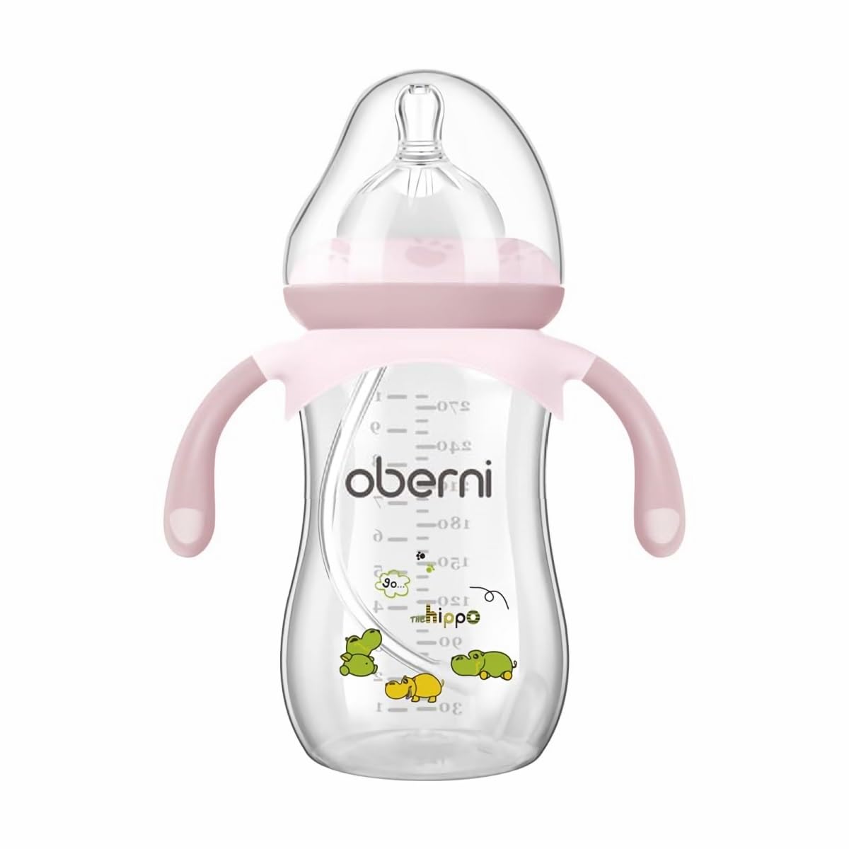 Oberni Baby Bottles, Weighted Straw Toddler Milk Bottles with Non-Slip Handle, Size + Variable Fast Flow, 12+ Months, BPA-Free, Blue/2Pack/9oz