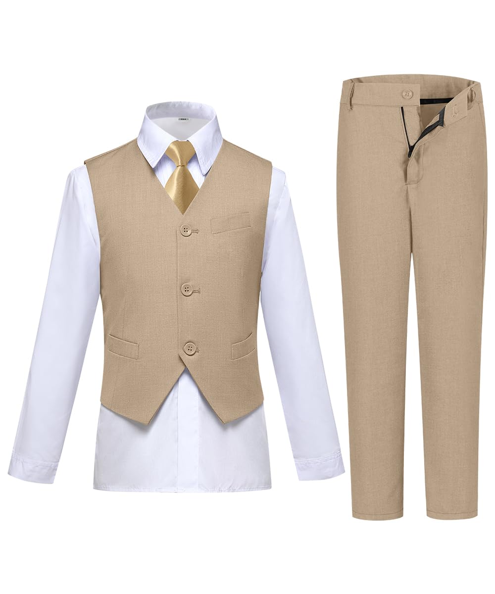 Kids Dress Suits for Boys Outfit Boy Suit Tuxedo Vest Set Champagne Size 16