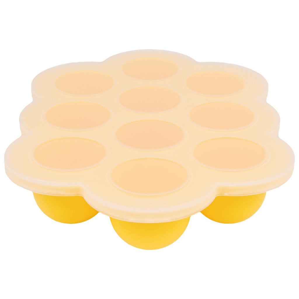 WeeSprout Silicone Freezer Tray with Clip on Lid Perfect Food Storage Container for Homemade Baby Food, Vegetable, Fruit Purees, and Breast Milk (Bright Yellow, Ten 1.5 Ounce Sections)