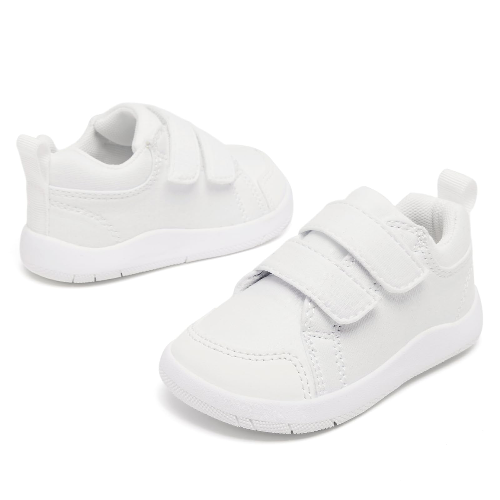 MORENDL Toddler Shoes Baby Wide Toe Box Barefoot Shoes Boy Girl Walking Shoes Non-Slip Minimalist Sneakers Comfort Zero Drop Tennis Outdoor Activities White Size 8