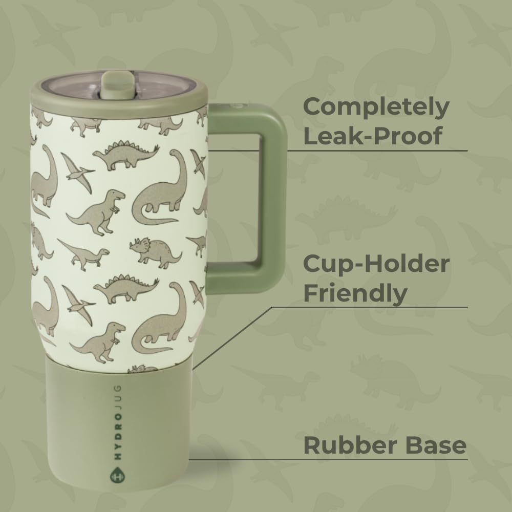 HydroJug Traveler 20oz Kids Insulated Tumbler with Handle, Dinosaur