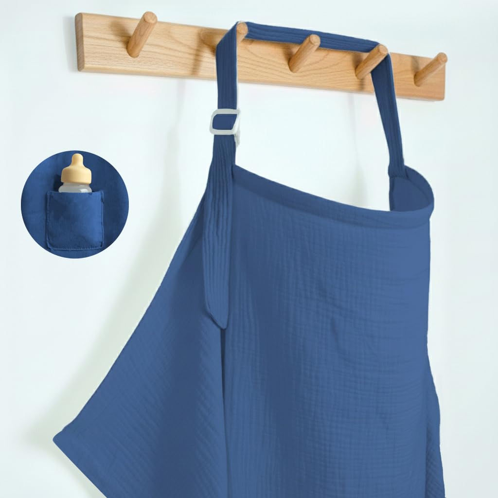 MUGVELL Muslin Nursing Covers for Breastfeeding, Misty Blue