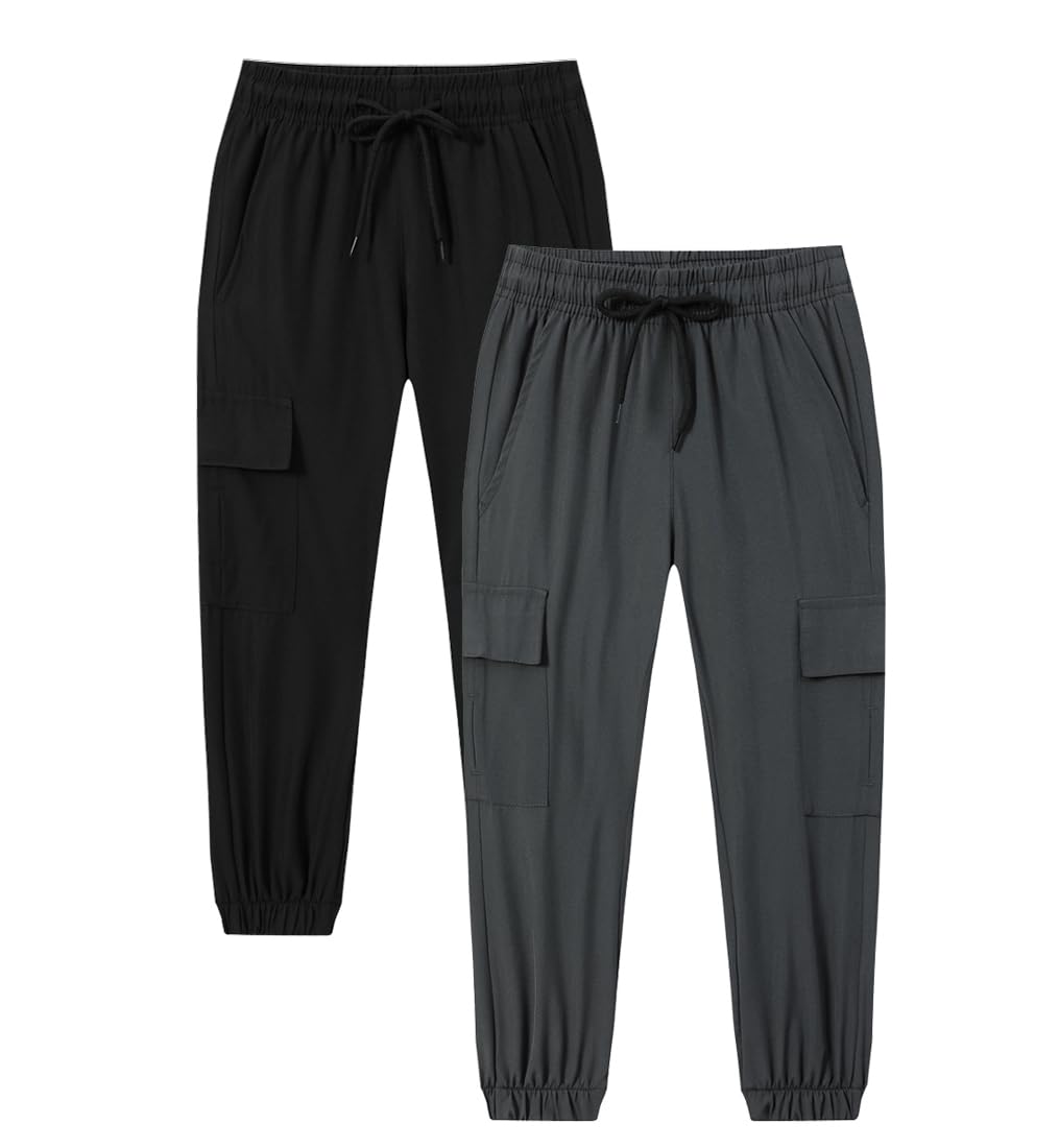 Muaney Toddler Boys Cargo Jogger Pants Baby Boys Sweatpants Thin Quick Dry Casual Pull On Pants（218BlackGrey18-24M）