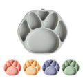 SILUNITY Baby Plates with Suction - Self-Feeding Tools for Baby - Made in Korea - Suction Plates Feeding Essentials - Ideal Baby Food Plates - Perfect Design for Toddlers (Bear Claw) (Gray)