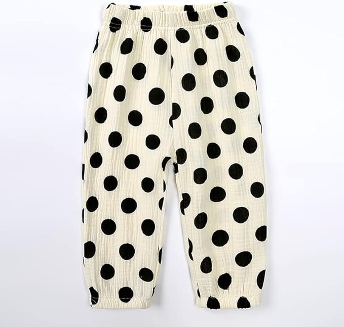MYGBCPJS Boys Girls 3 Pack Cotton Linen Long Bloomers Graphic Printed Trousers Ankle Length Kids Thin Elastic Waist Pants