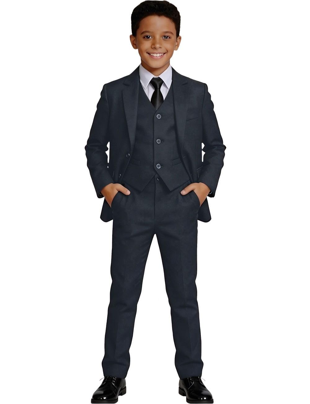 Visaccy Kids Suit for Boys Toddler Wedding Outfit Graduation Suits for Kids Toddler Pants Slim Fit Boys Suit Dark Gray Size 5