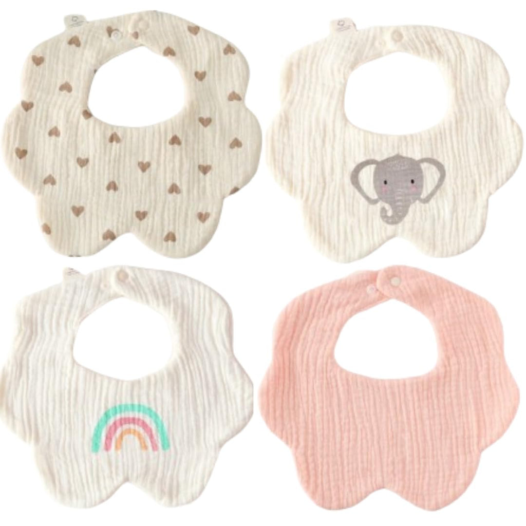Canjolie 4 Pack Baby Bandana Bibs - Super Absorbent for Drooling & Teething - Soft, Flower Shape (0-24 Months)