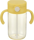 Richell On-the-Go Sippy Cup with Silicone Straw and Removable Handles, 10 oz, Easy Grip for Infant-Toddlers Lemon