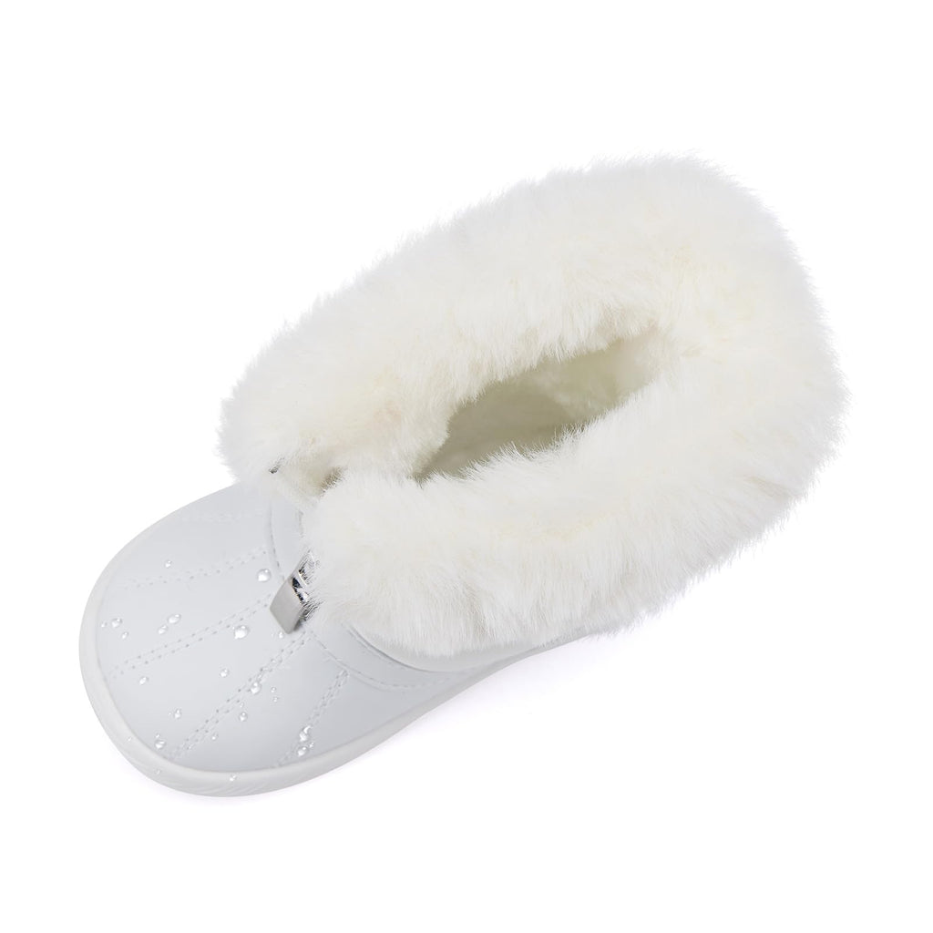 BMCiTYBM Baby Snow Boots Waterproof Infant Boy Girl Winter Booties Nonslip Lightweight Outdoor Warm Shoes for First Walkers 6 9 12 18 24 Months White Size 12-18 Months Toddler