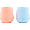 WeeSprout Silicone Baby Training Cups - Set of 2 Soft Silicone Cups - 2 oz Open Cup for Baby 6+ Months - Non-Slip Grip, Weighted Base - Gentle on Gums & Teeth (Matte Pink & Matte Purple)
