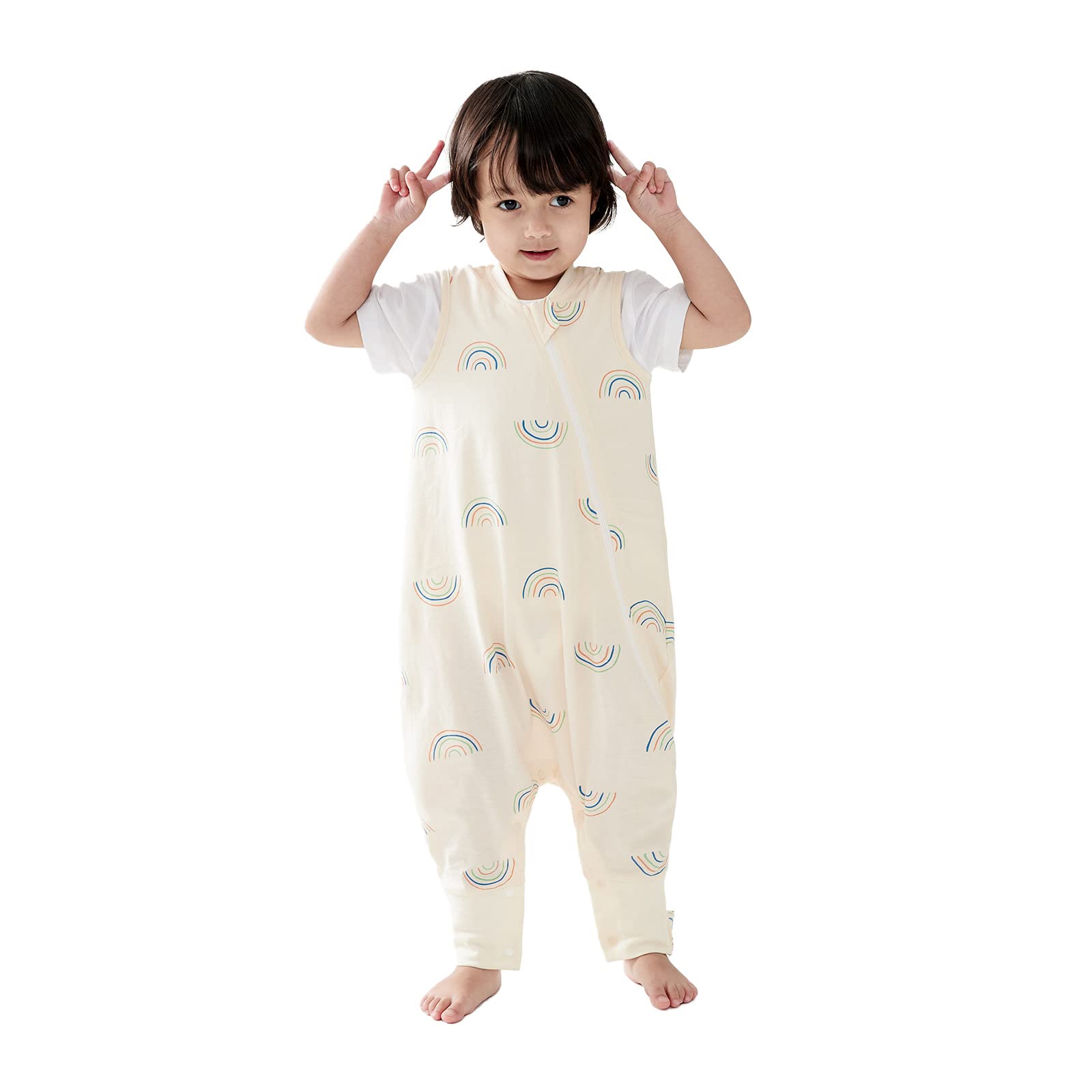 Duomiaomiao 0.5 TOG Toddler Sleep Bag 24-36 Months 100% Cotton Lightweight Baby Sleep Sack with Feet, Breathable Comfy Toddler Wearable Blanket