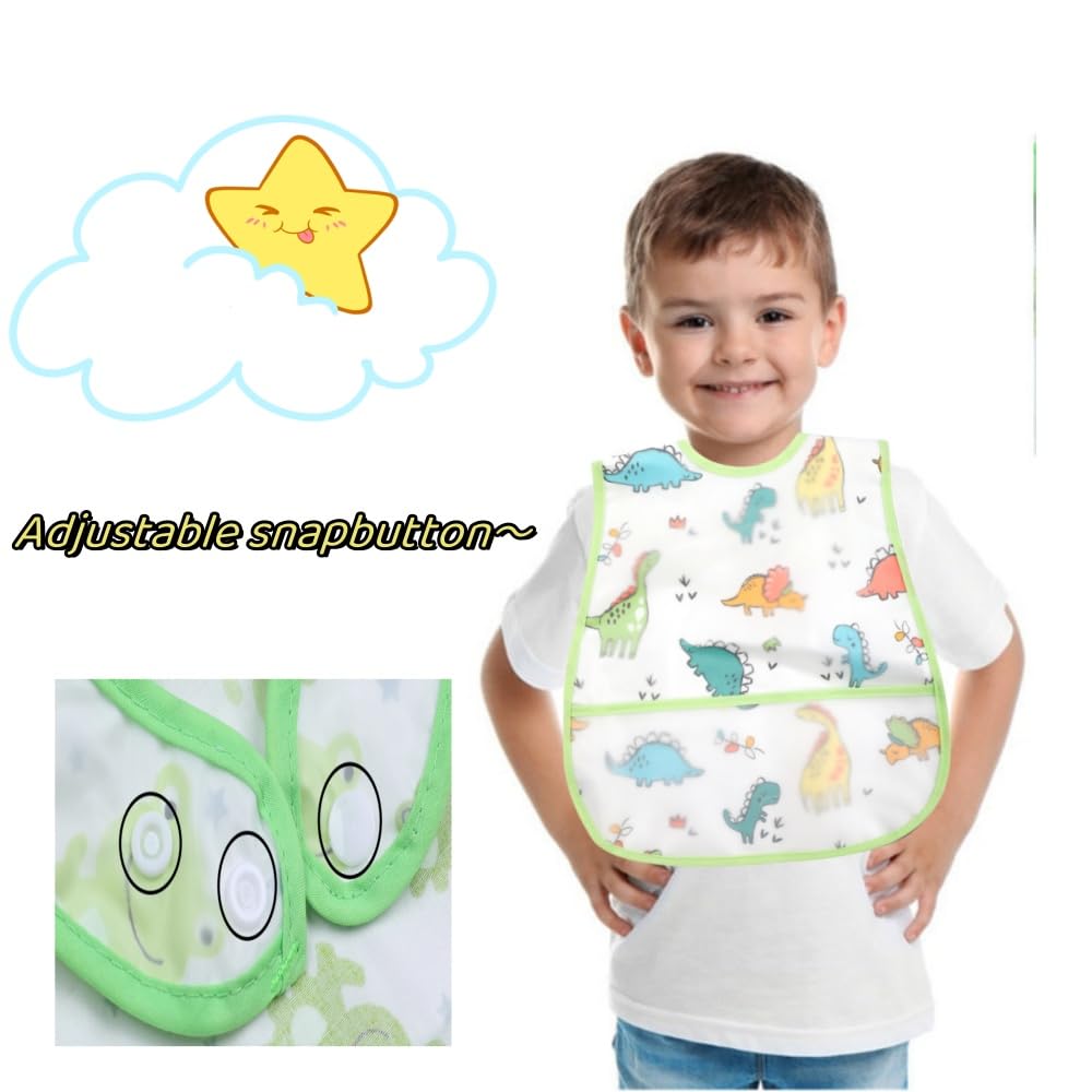 Baby bibs Waterproof Toddler bib - Feeding bib with Pocket for Infant Boy Girl Washable 6-46M
