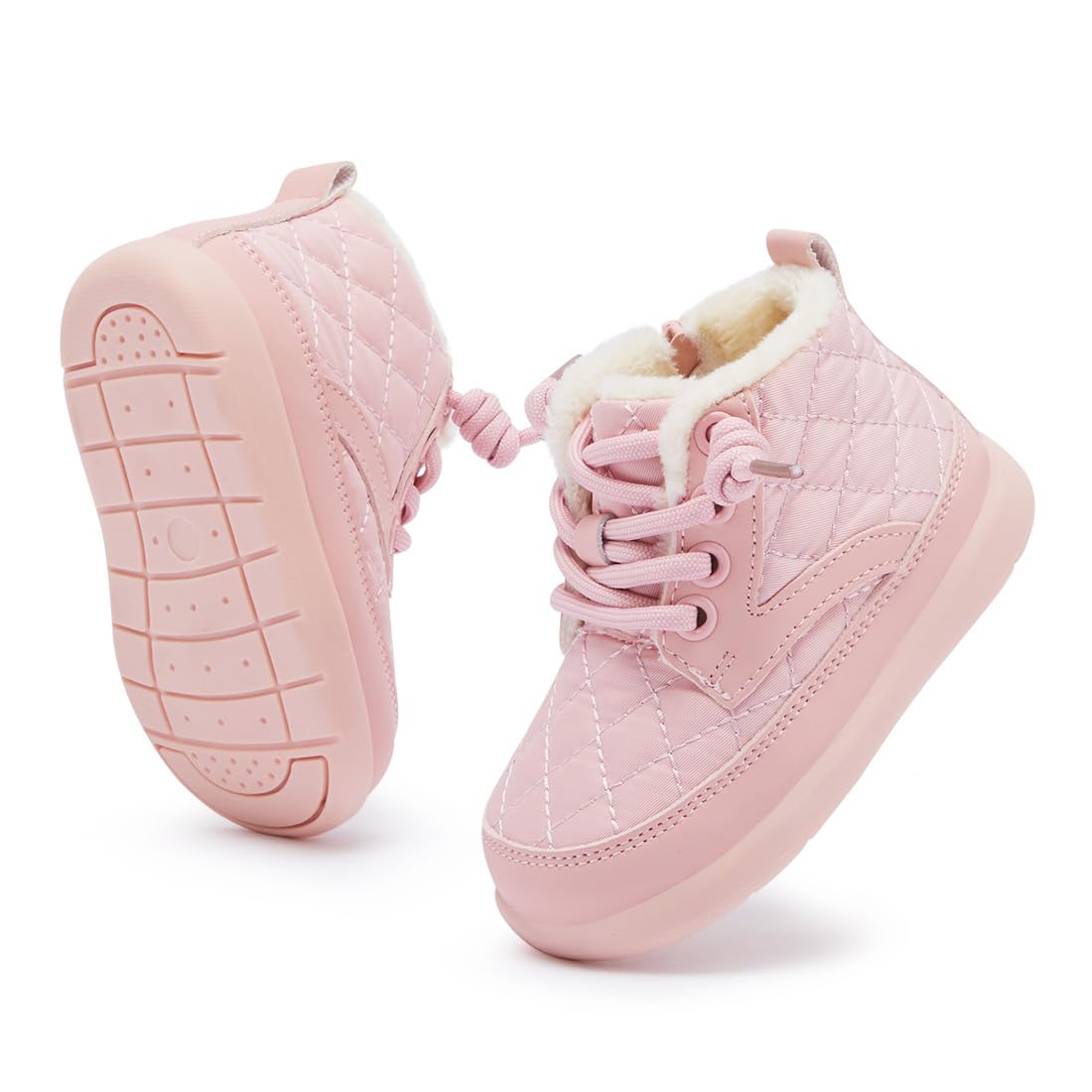 BMCiTYBM Baby Snow Boots Boy Girl Waterproof Infant Winter Warm Booties Nonslip Lightweight Outdoor Shoes for First Walkers Pink Size 12-18 Months Infant