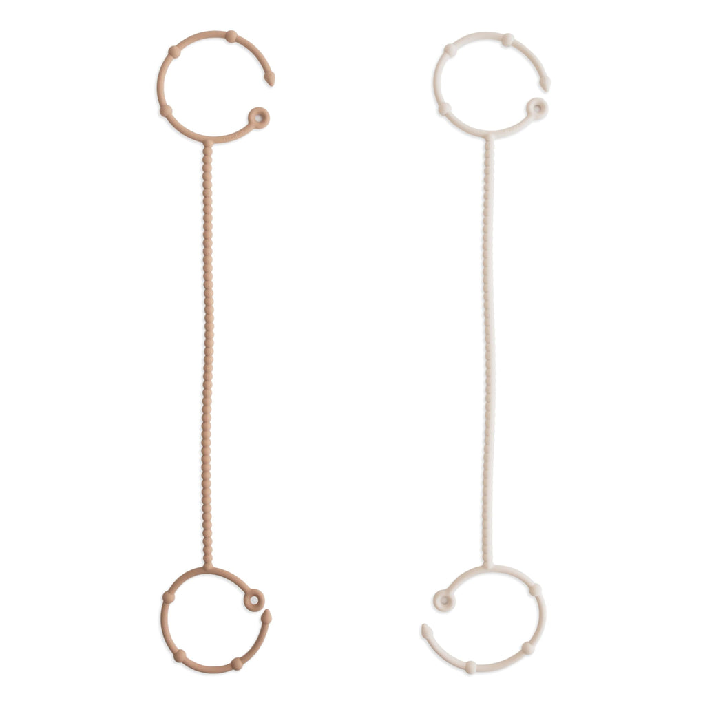 mushie Adjustable Silicone Toy Straps 2-Pack | Baby Accessories Holder for Travel, Stroller, High Chair (Natural/Shifting Sand)