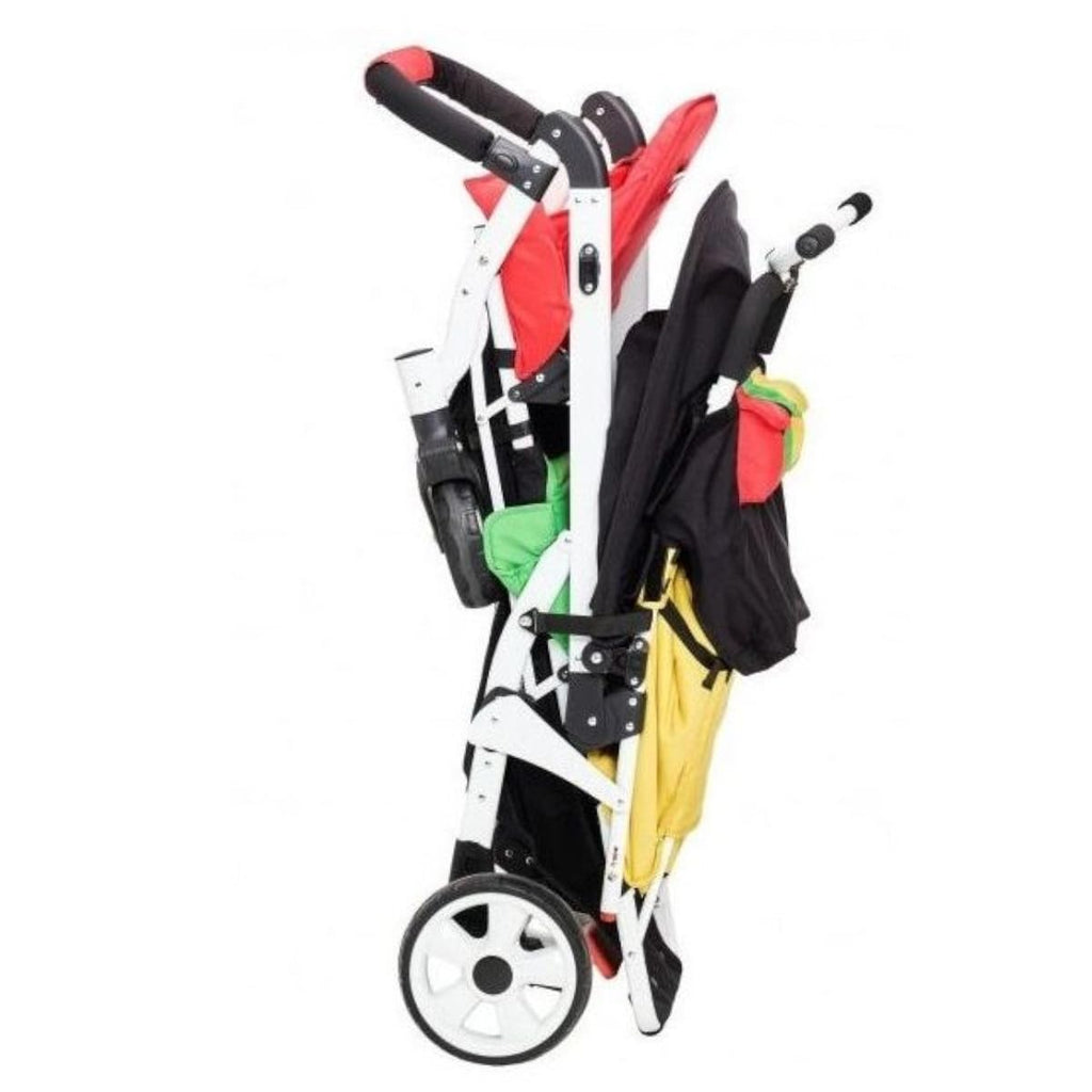 Familidoo H3E 3 Seat Baby Stroller - Tandem Daycare Triple Stroller with 5 Point Safety Harness - for Infants & Toddlers 0-3 Years - Lightweight & Foldable - All Reclining Seats