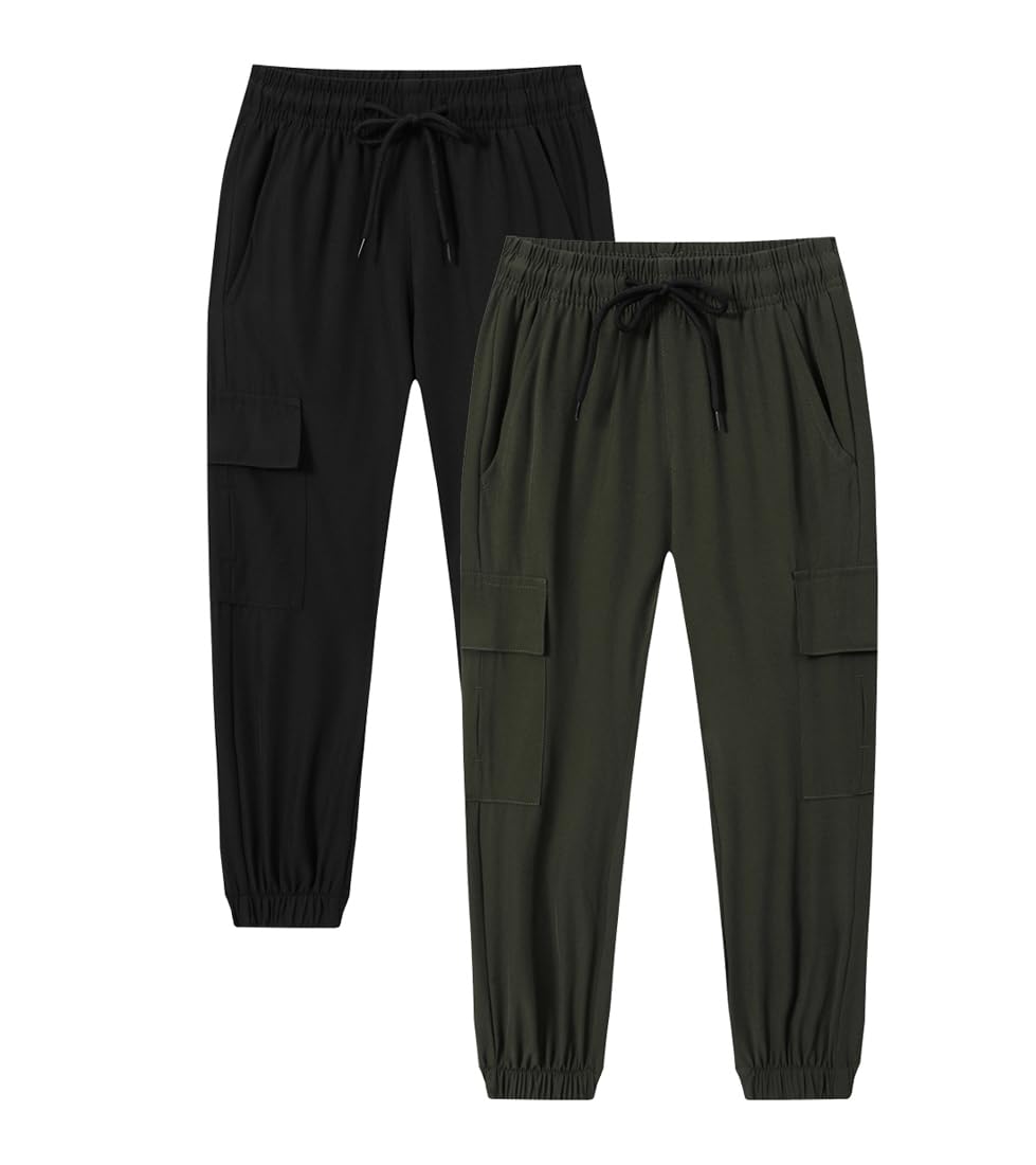 Muaney Toddler Boys Cargo Jogger Pants Baby Boys Sweatpants Thin Quick Dry Casual Pull On Pants（218BlackGreen2T）