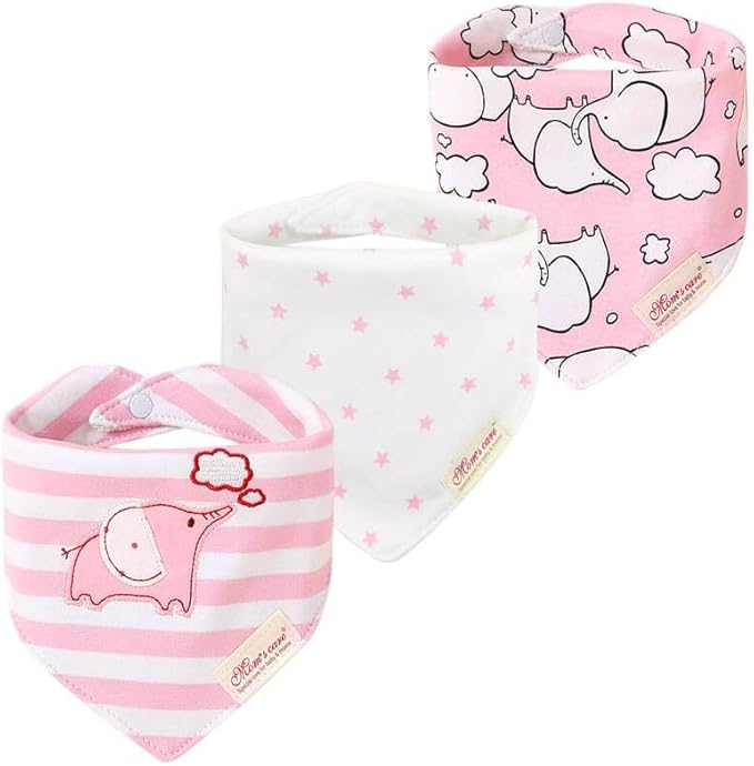 JN&LULU 3 Pack Newborn Baby Bibs Bandana Drool Bibs for Drooling Cotton Baby Gifts (Moon Star)