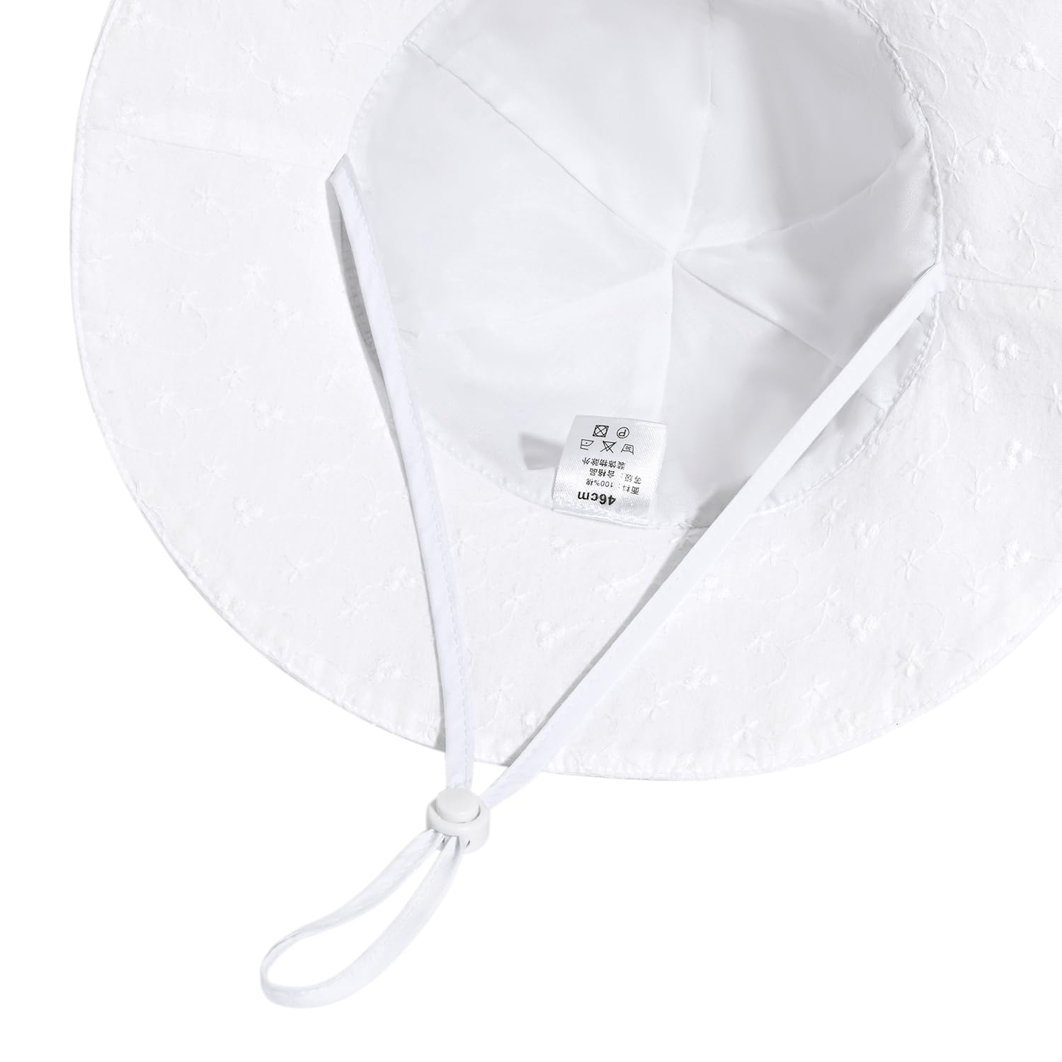 Baby Girl Sun Hat with UPF 50+ Outdoor Adjustable Beach Hat with Wide Brim Bucket Hats (2-3岁) Beige White