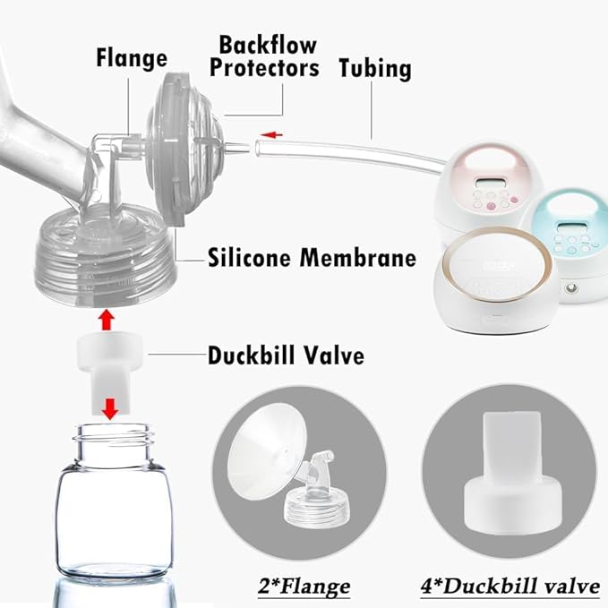 27mm Flange and Duckbill Valve Compatible with Spectra S1 Spectra S2 Spectra9 Plus Synergy Gold Breast Pump, Spectra Pump Parts S2 Parts S2 Accessories Replacement