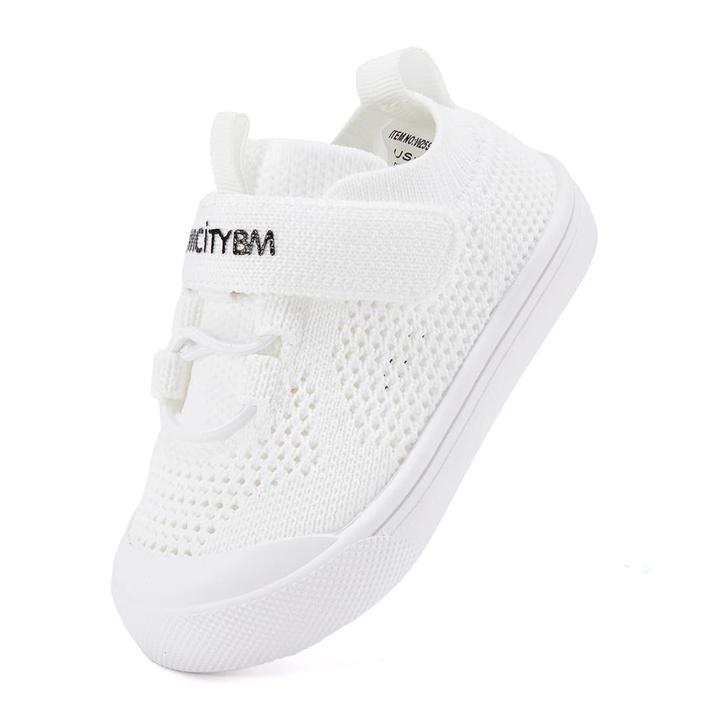 BMCiTYBM Toddler Walking Shoes Baby Boy Girl Barefoot Sneakers White Size 7