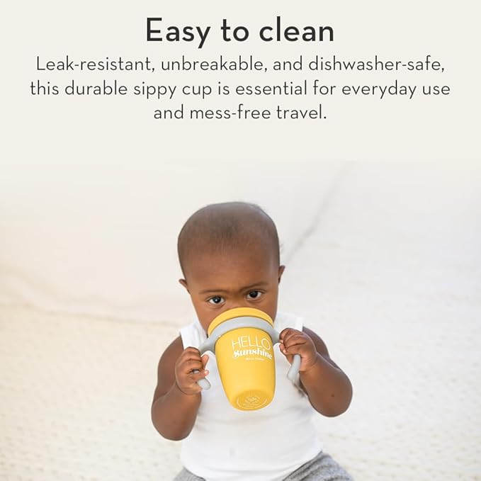 Bella Tunno Sippy Cup, Set of 2 Silicone Training Cups with Transition Handles for Infants, Toddlers & Kids, Babies 6-12 Months & Toddlers 1-3 Years, Boys & Girls, Drink & Hooray, 8 oz