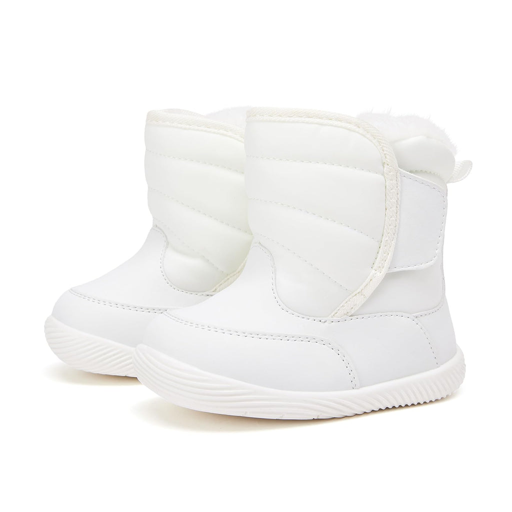 BMCiTYBM Baby Waterproof Snow Boots Infant Boy Girl Winter Booties Nonslip Lightweight Outdoor Warm Shoes for First Walkers 6 9 12 18 24 Months White Size 6-12 Months Infant