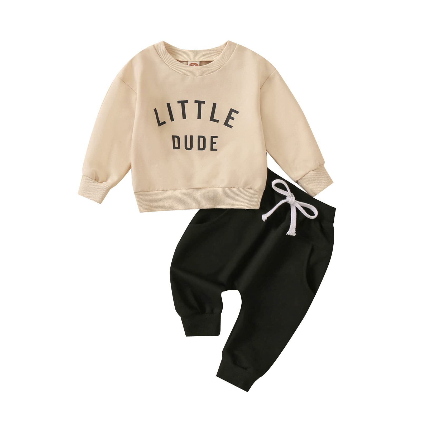 MA&BABY Toddler Baby Boy Clothes Solid Color Sweatshirt Jogger Pants Set