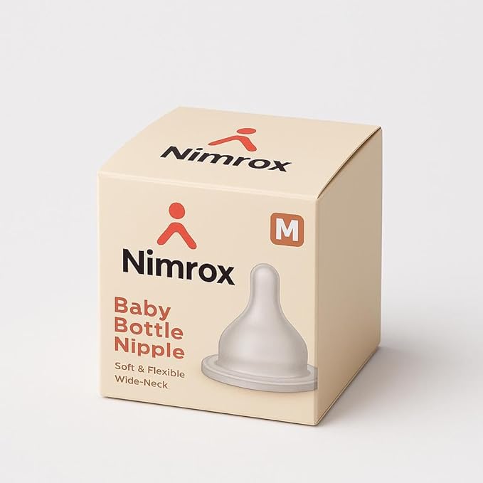 Nimrox Baby Bottle Nipple - Soft Silicone, Anti-Colic, Medium Flow, BPA-Free