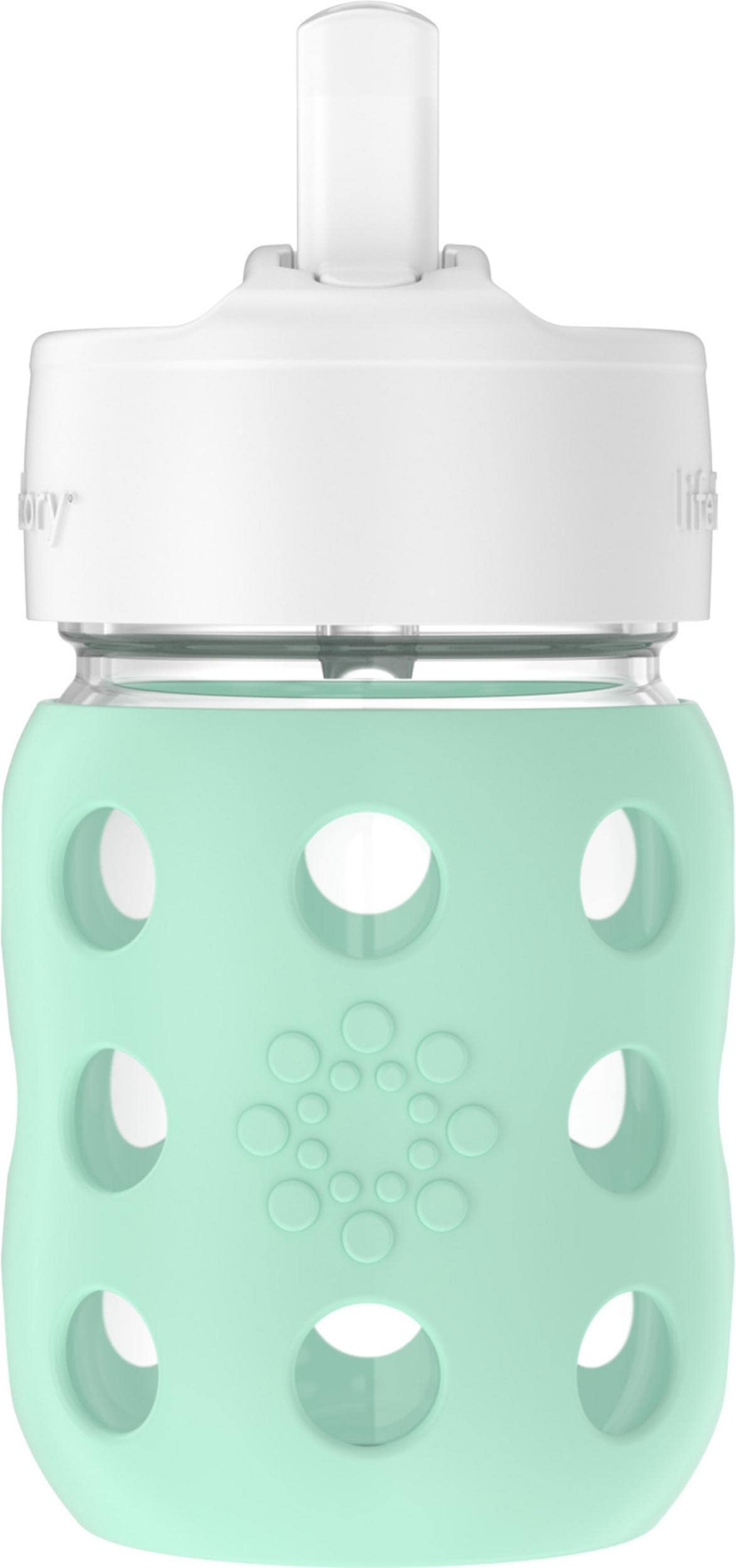 Lifefactory 8oz Glass Baby Bottle with Pivot Straw,