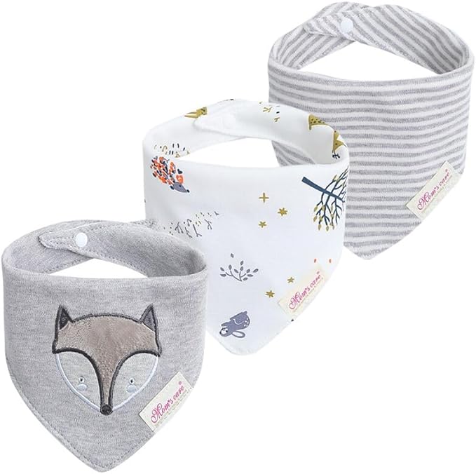 JN&LULU 3 Pack Newborn Baby Bibs Bandana Drool Bibs for Drooling Cotton Baby Gifts (Moon Star)