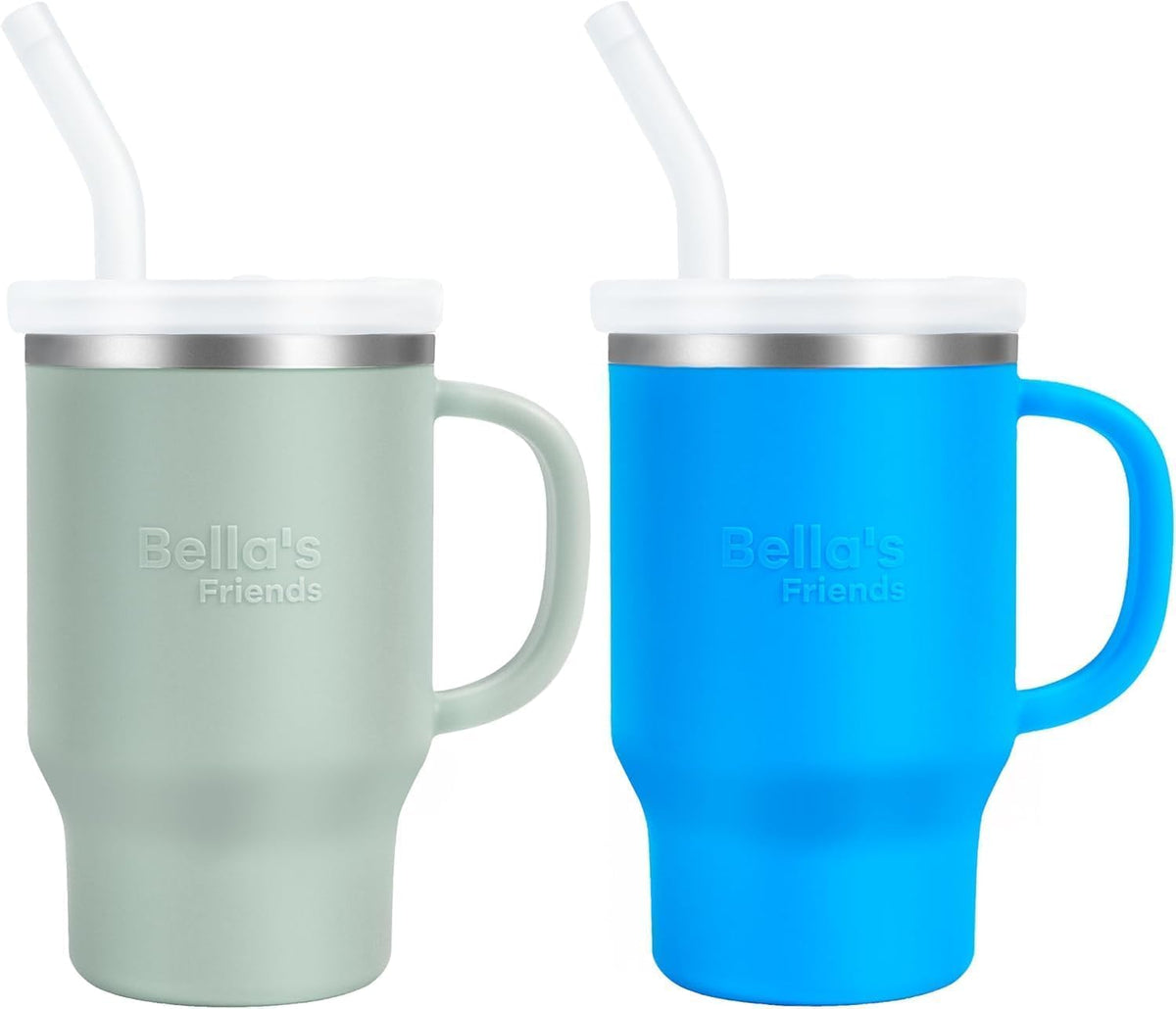 Sippy Cups for Toddlers 1-3, Spill-Proof 9oz Stainless Steel Toddler Tumbler with Handle, Leak‑Proof Baby Straw Cups, My First Tumbler, Birthday Gifts for 1 Year Old Girls Boys, BPA-Free, 2 Pack
