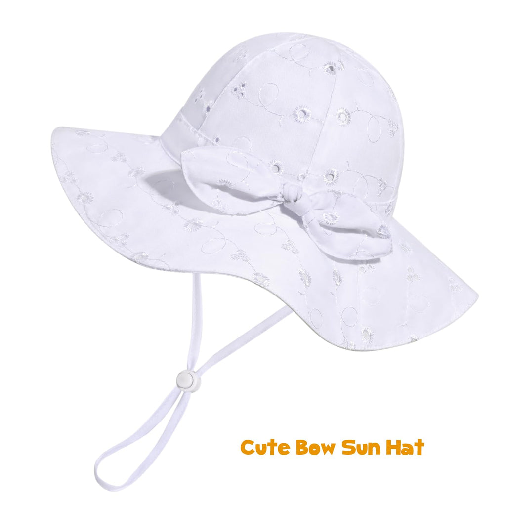 Baby Girl Sun Hat with UPF 50+ Outdoor Adjustable Beach Hat with Wide Brim Bucket Hats (2-3岁)