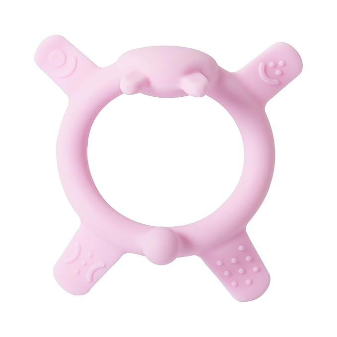 Pigeon Silicone Baby Teether – Multi-Textured Teething Relief Toys, Lightweight & Easy to Grasp, 3+ Months (Pink Rabbit, 1 Count)
