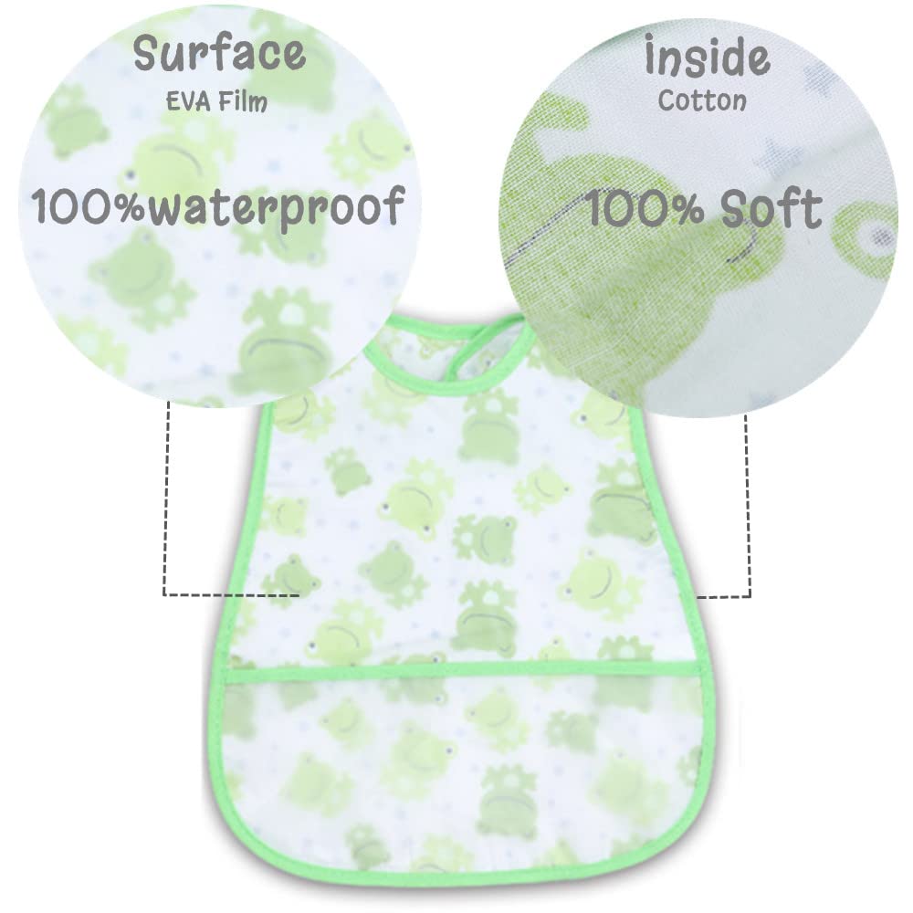norinori Baby bibs Waterproof Toddler bib - Feeding bib with Pocket for Infant Boy Girl Washable 6-37M