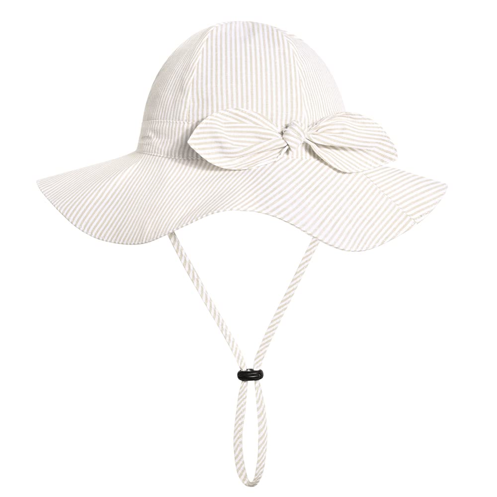 Baby Girl Sun Hat with UPF 50+ Outdoor Adjustable Beach Hat with Wide Brim Bucket Hats (0-6 Months)