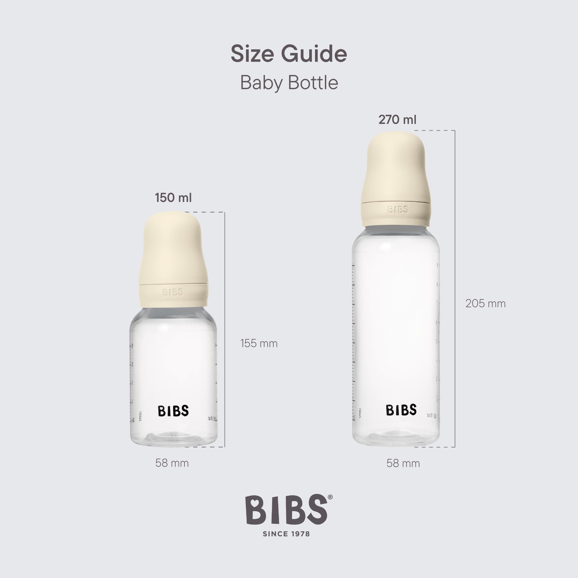 BIBS Plastic Baby Bottle, 270 ml, 1-Pack, Silicone Nipple, Baby Blue