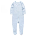 O2 BABY Baby Boys Girls Organic Cotton Zip Front Sleeper Pajamas, Footed Sleep 'n Play（6-12Months, Blue）