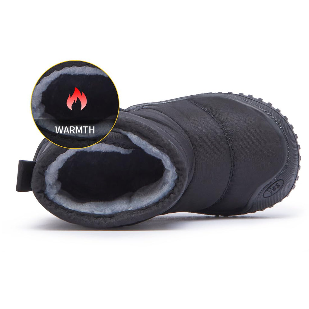 BMCiTYBM Baby Snow Boots Boys Girls Winter Infant Shoes Anti-Slip 6 9 12 18 24 Months Faux Fur Black Size 18-24 Months Toddler