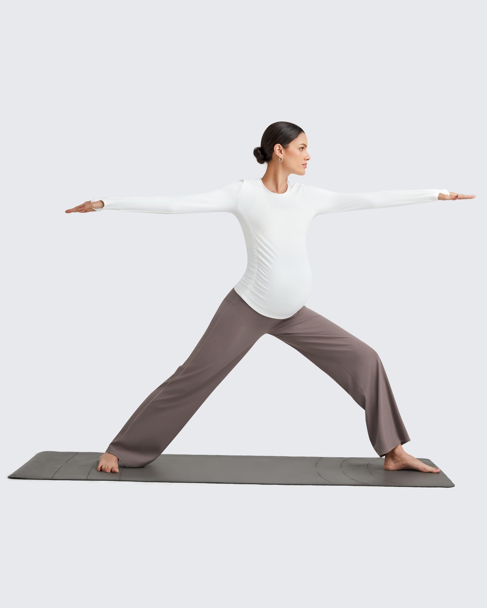 G4Free Maternity Lounge Pants Pregnancy Scrubs for Yoga,Taupe,L,Extra Tall