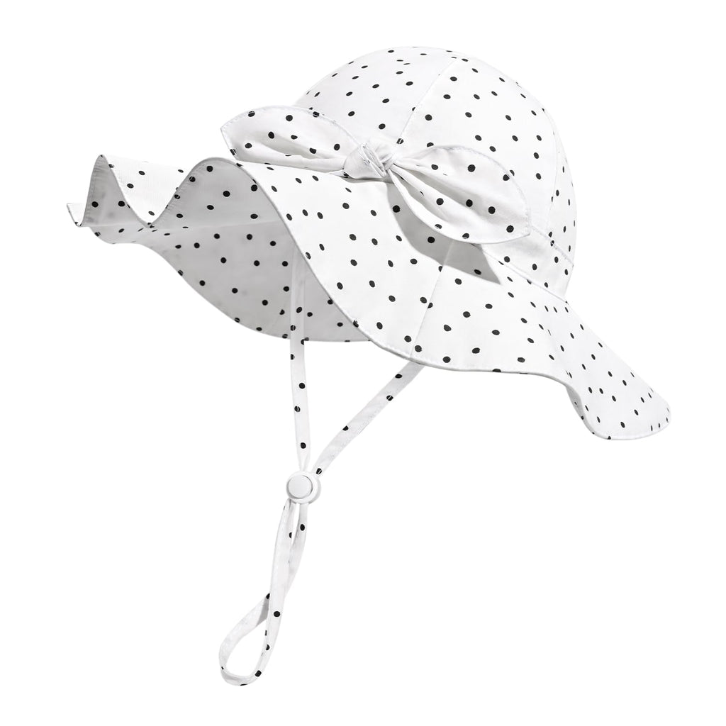 Baby Girl Sun Hat with UPF 50+ Outdoor Adjustable Beach Hat with Wide Brim Bucket Hats (6-12 Months)