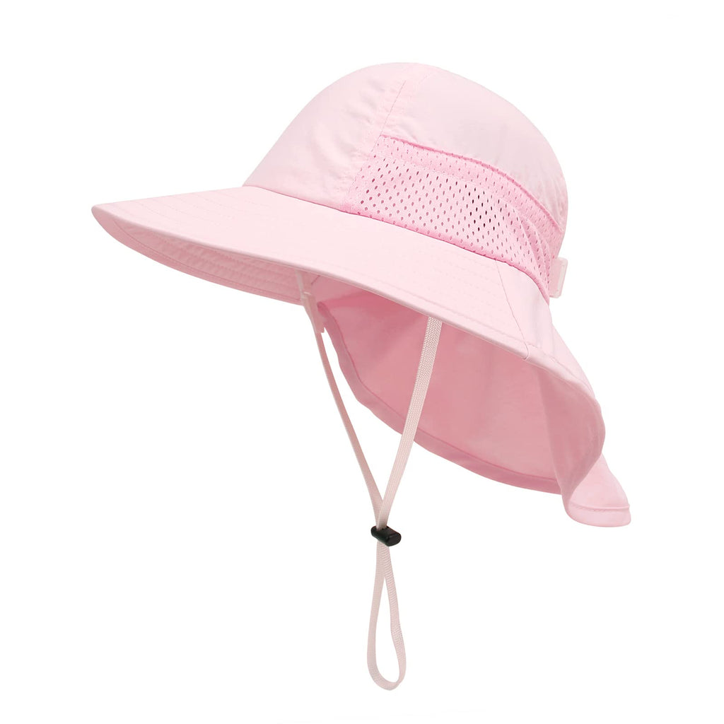 XIAOHAWANG Girls Sun Hat Baby Beach Hats Boys UPF 50+ Kids Summer Protection Cap Toddler Breathable Caps Wide Brim (2-6Years, Pink)