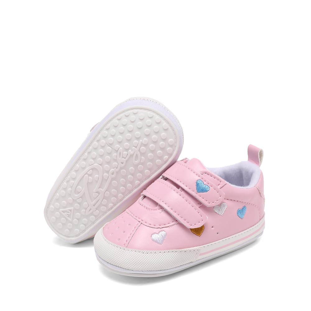 Clowora Baby Boys Girls Shoes Non-Slip Rubber Sole Sneakers Infant First Walking Toddler Crib Shoes Newborn Loafers Flats. (0611/White,0-6 Months)