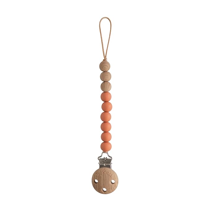 mushie 100% Silicone Baby Pacifier Clip BPA Free | Eva (Clementine)